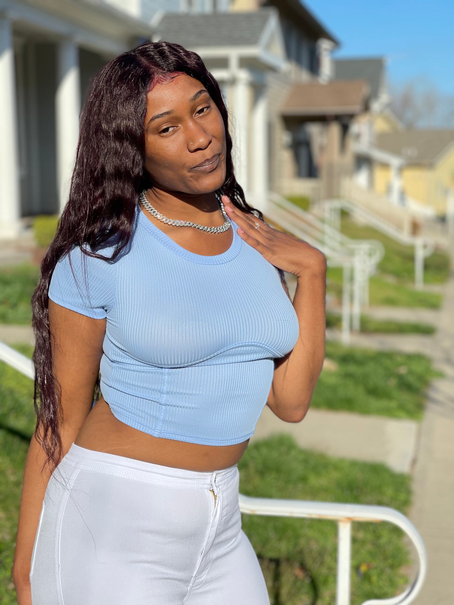 The Laciwoodz Collection Rib Corset Detailed Crop Top