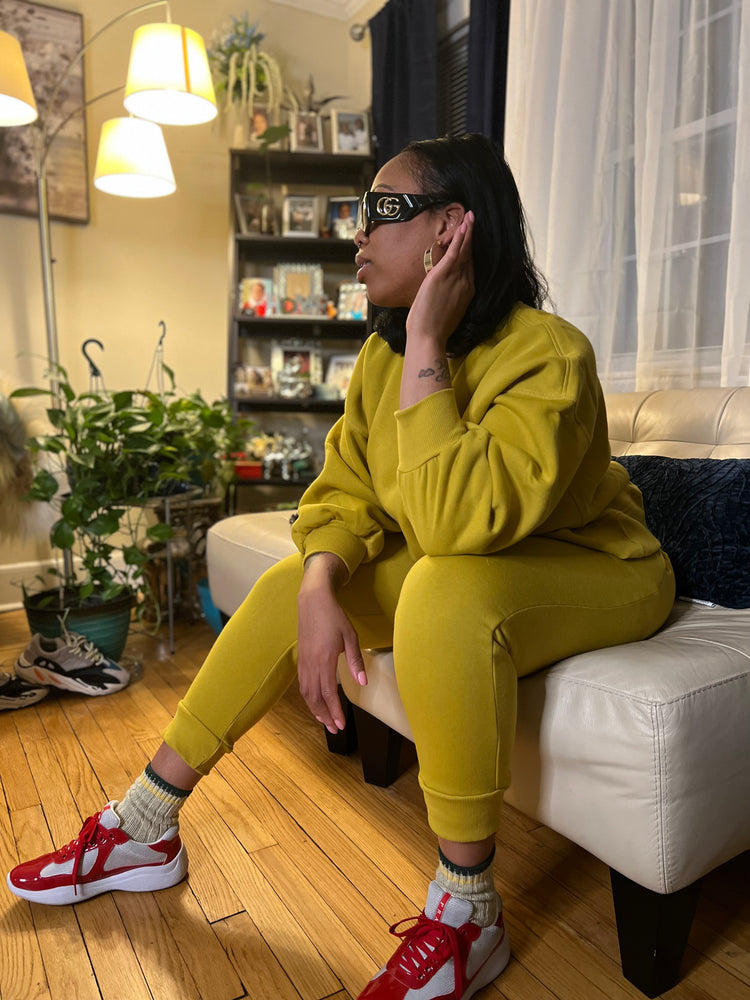 Plüsch Balloon Sleeve Sweatsuit  Set
