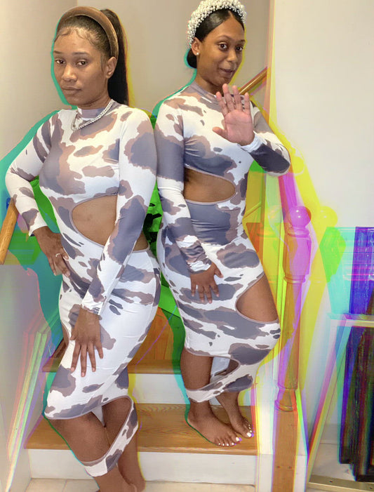 Got Milk long sleeve Bodycon midi dress