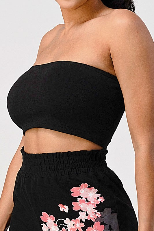 TWO PIECE PANT SET, CROP TOP AND WIDE LEG PANTS
