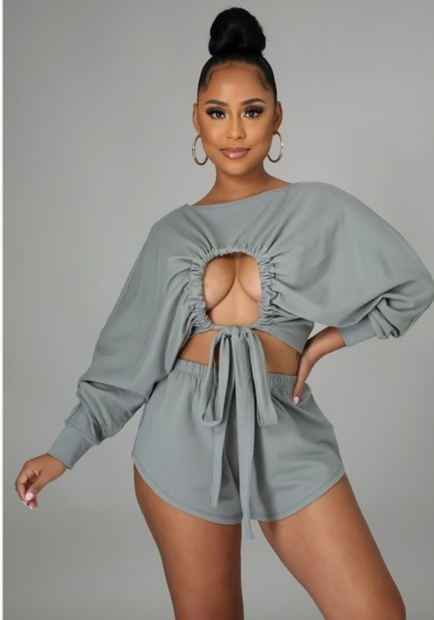 PLüsch Collection Reversible long sleeve crop top set