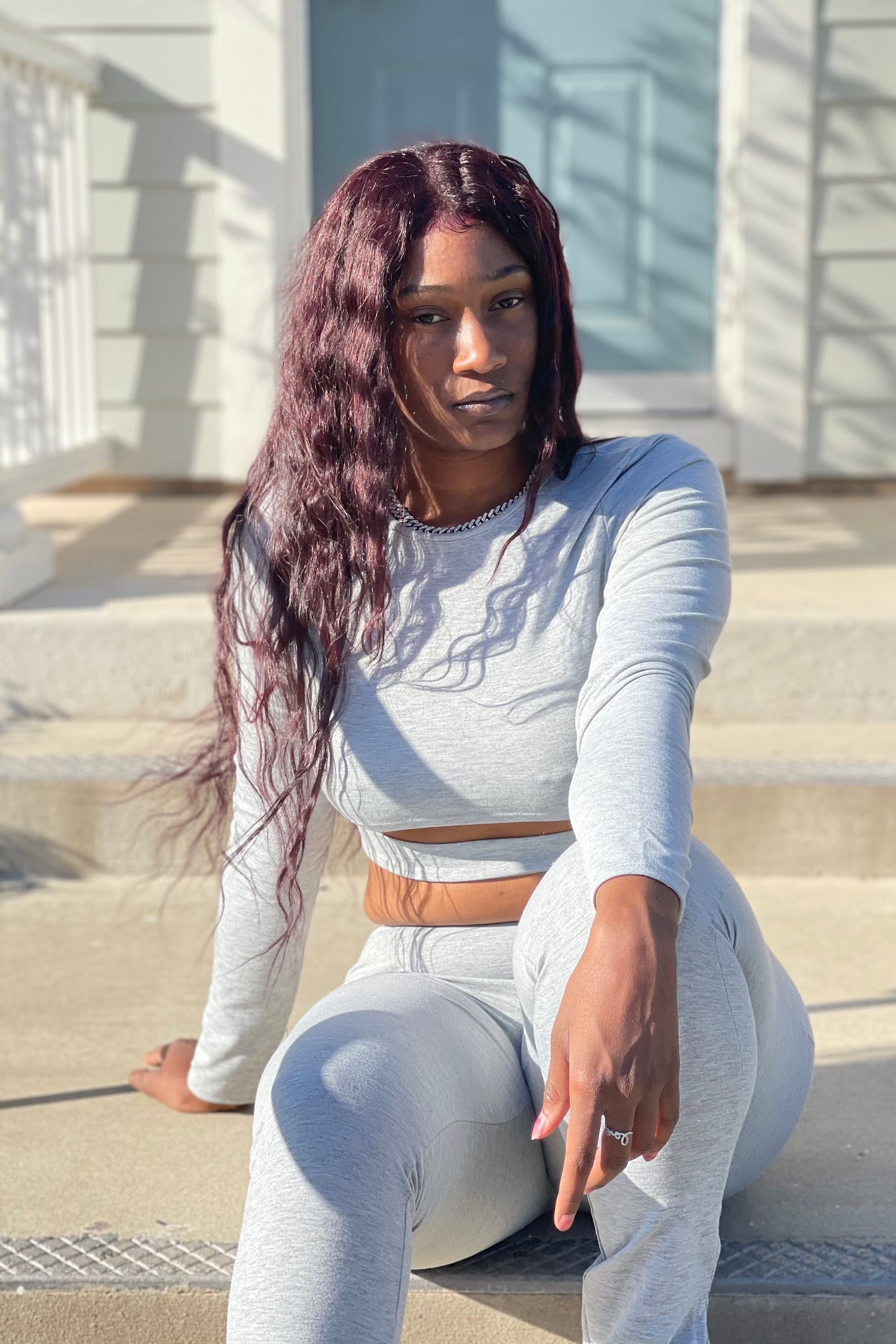 The Laciwoodz Collection Crop Top Side Split Pant Set