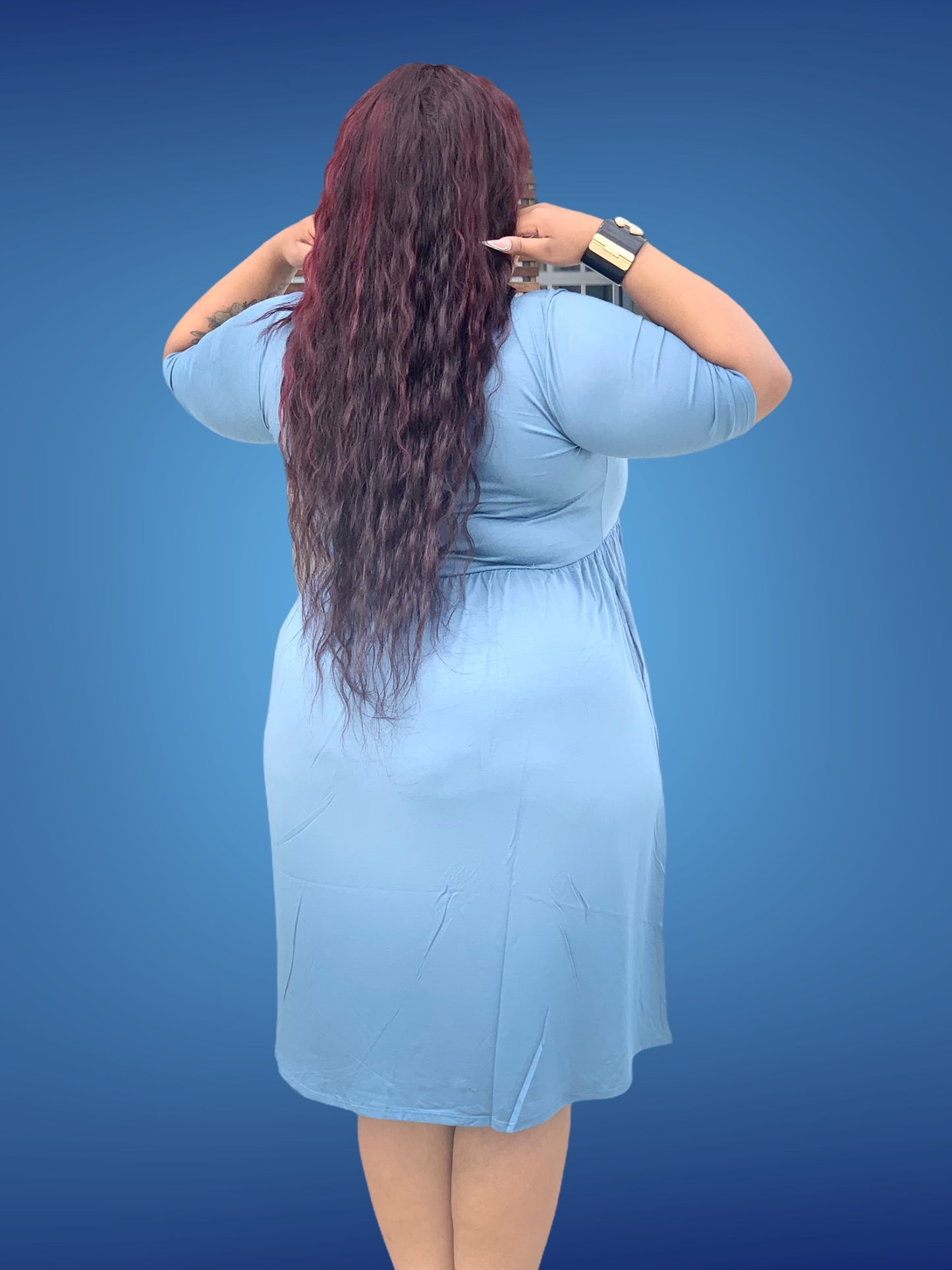 PLüsch Viscose Shirring waist Dress plus size