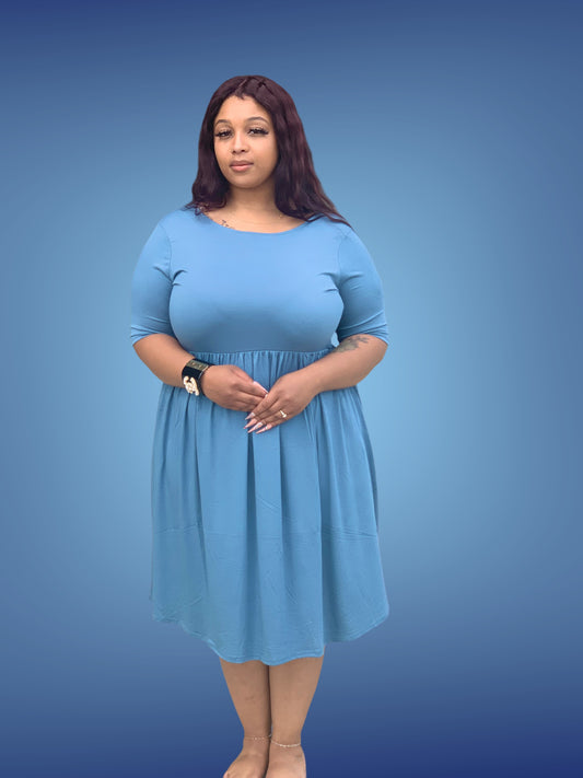 PLüsch Viscose Shirring waist Dress plus size