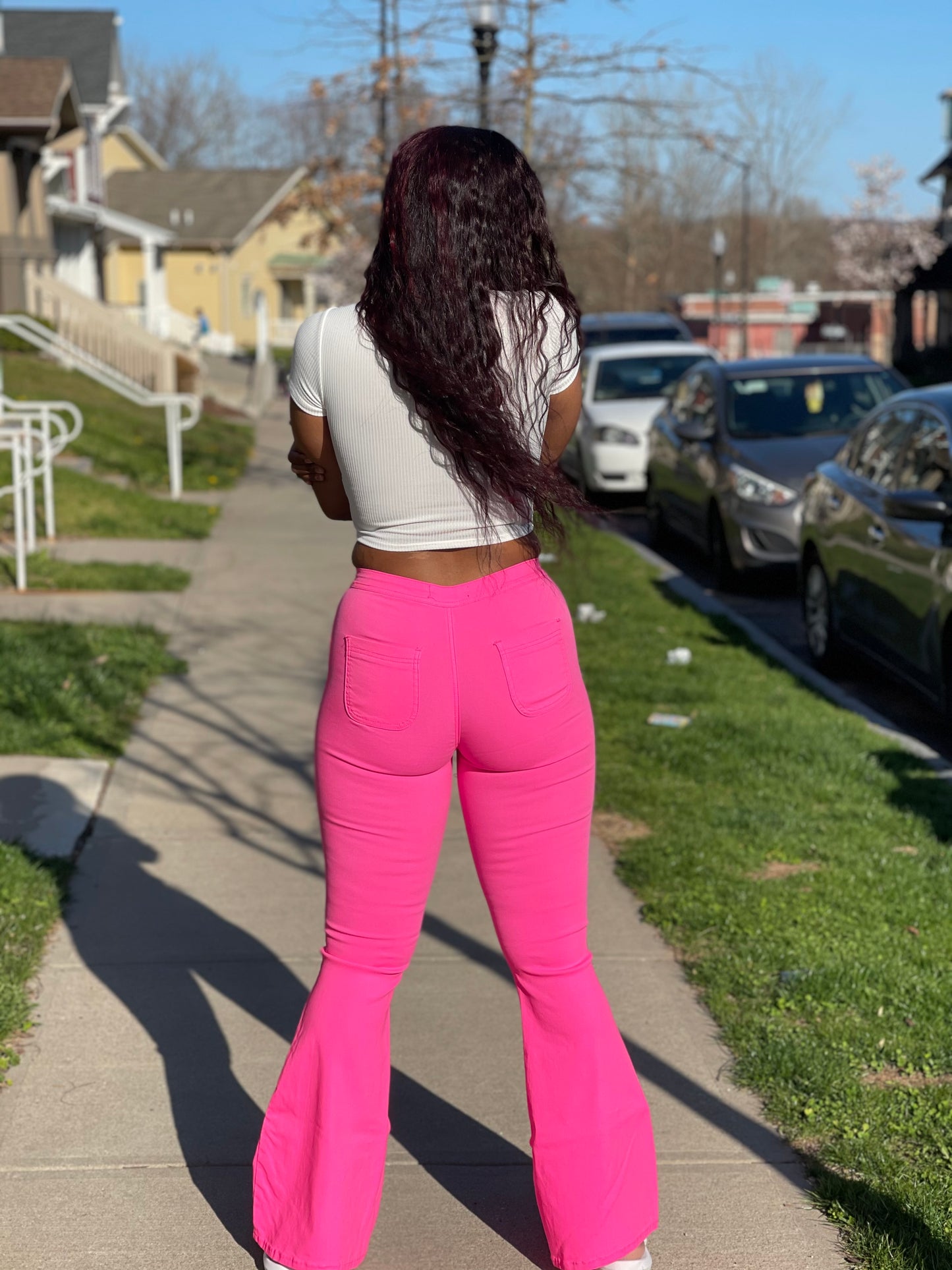 PLüsch Club Wear Collection Vibbrant Pink Bell Bottom