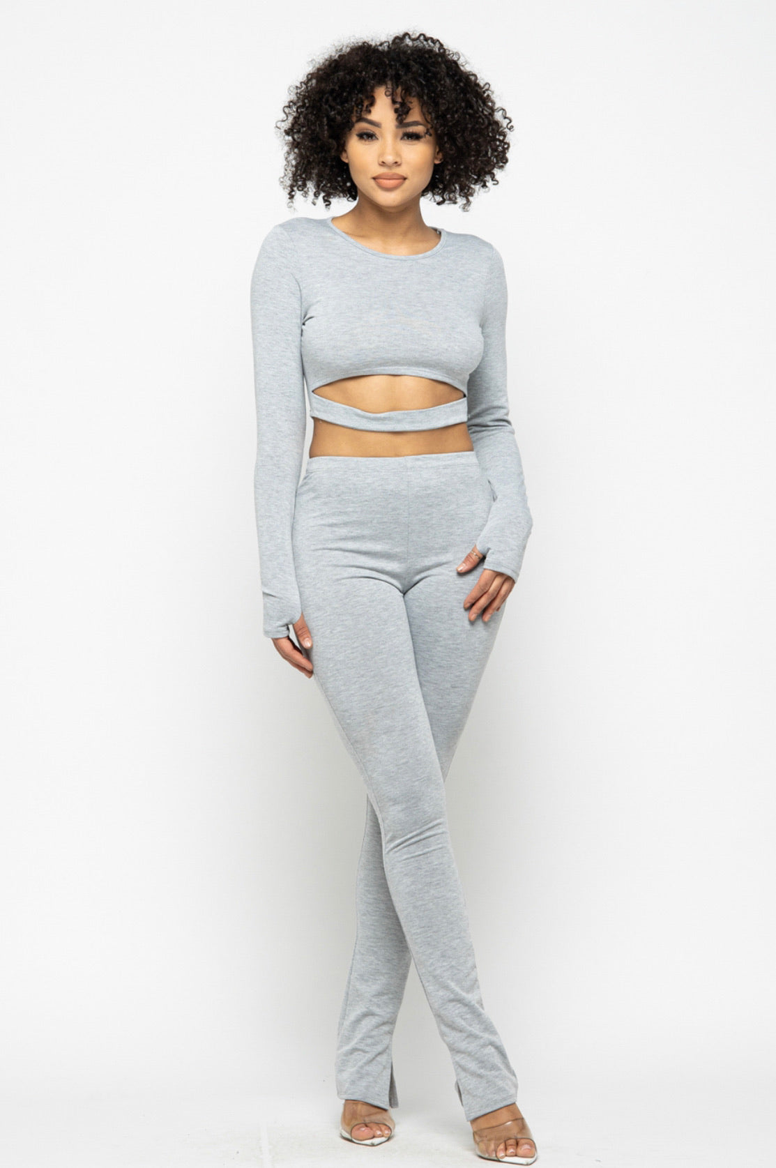 The Laciwoodz Collection Crop Top Side Split Pant Set