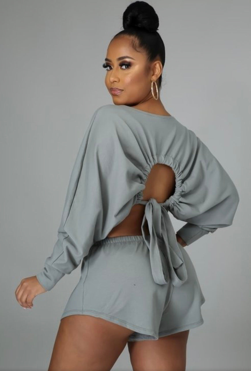 PLüsch Collection Reversible long sleeve crop top set