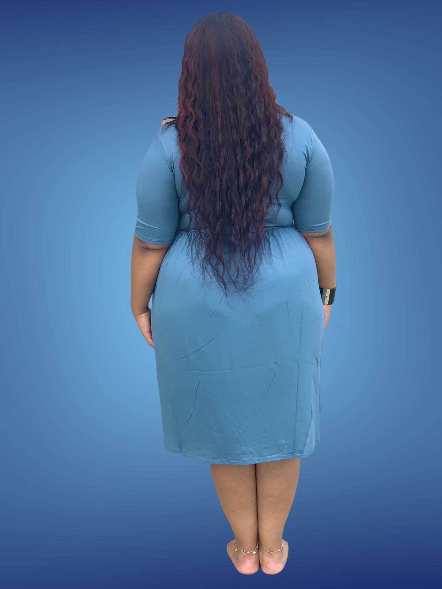 PLüsch Viscose Shirring waist Dress plus size