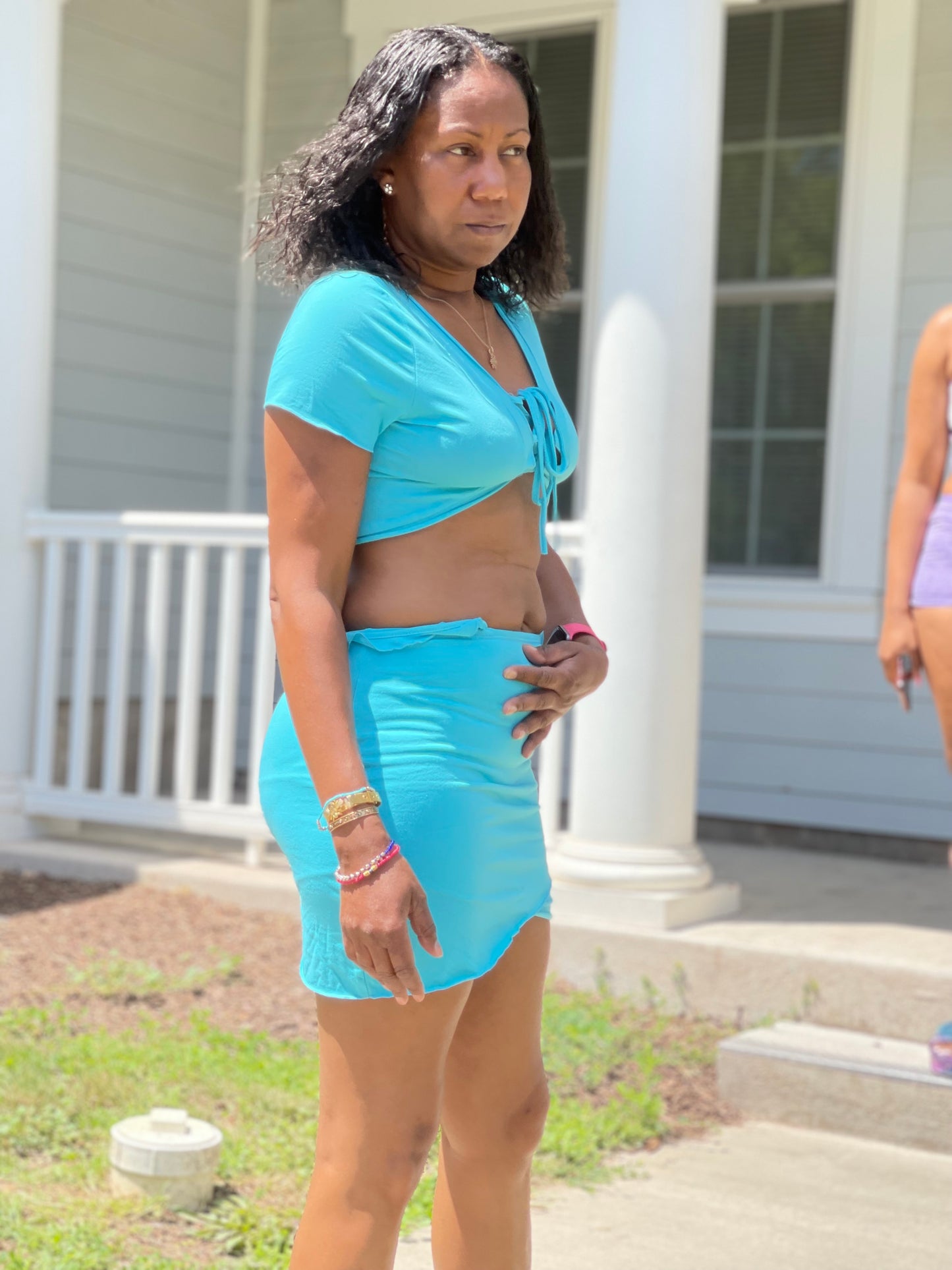 PLüsch Collection “The Tara” 2pc Crop Top Skirt Set