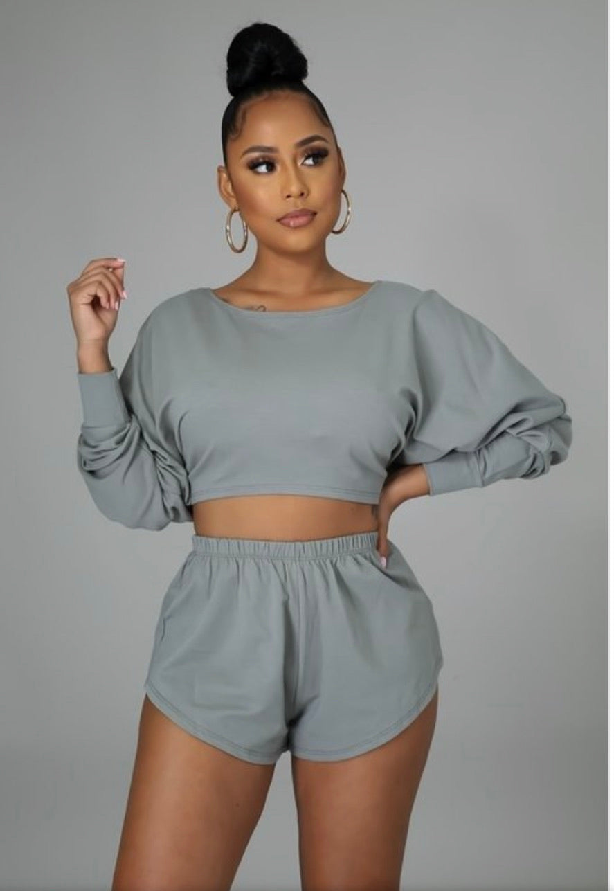 PLüsch Collection Reversible long sleeve crop top set