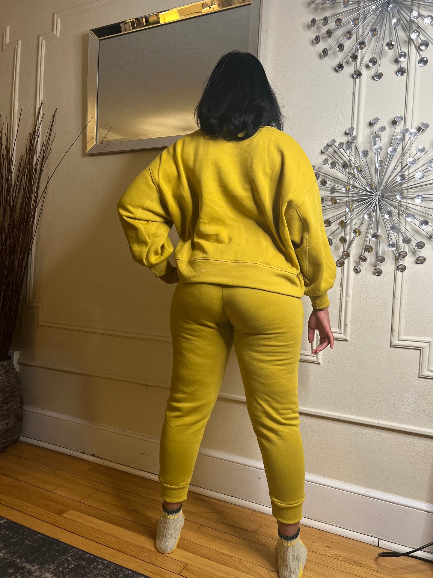 Plüsch Balloon Sleeve Sweatsuit Set