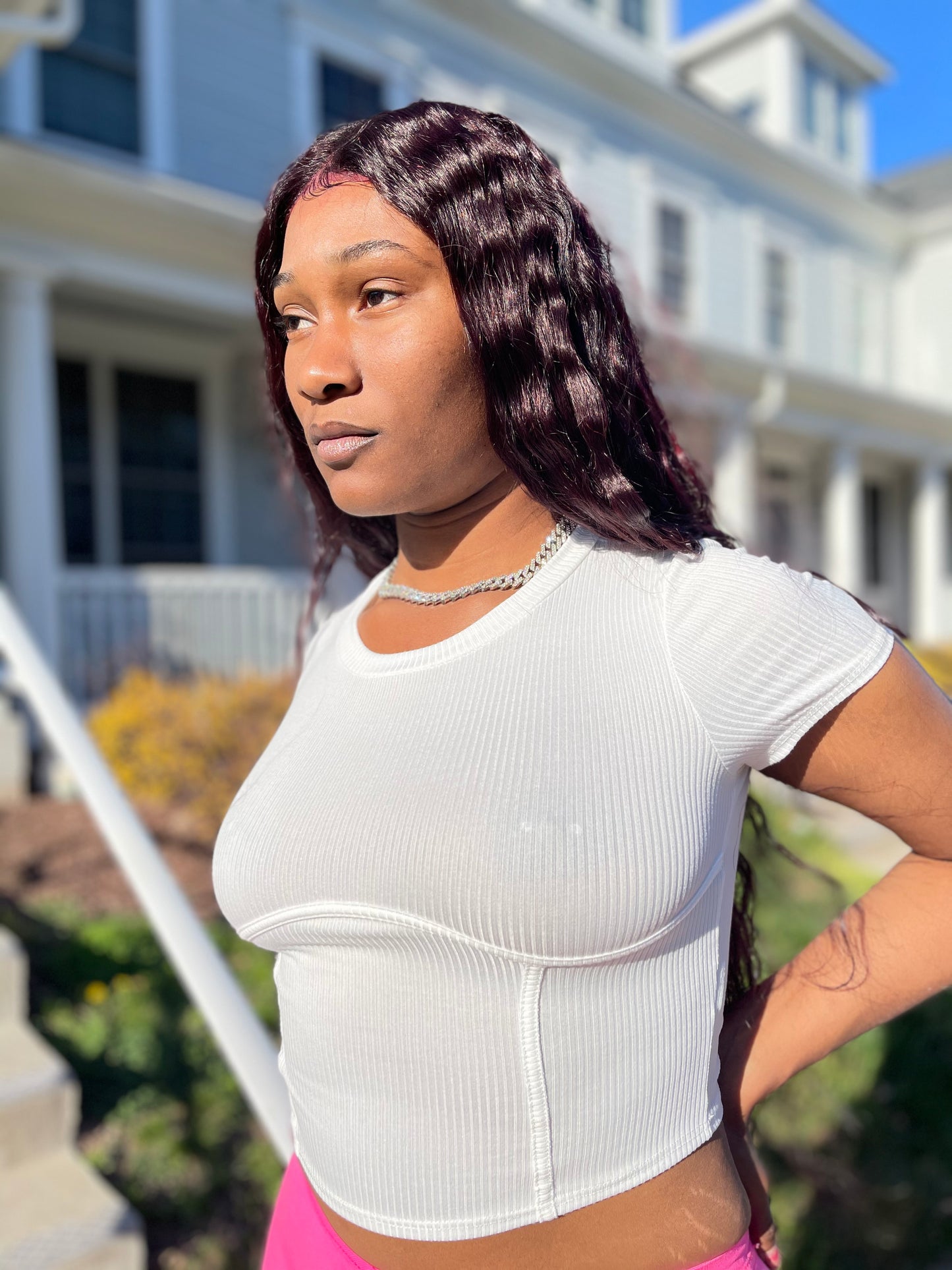 The Laciwoodz Collection Rib Corset Detailed Crop Top