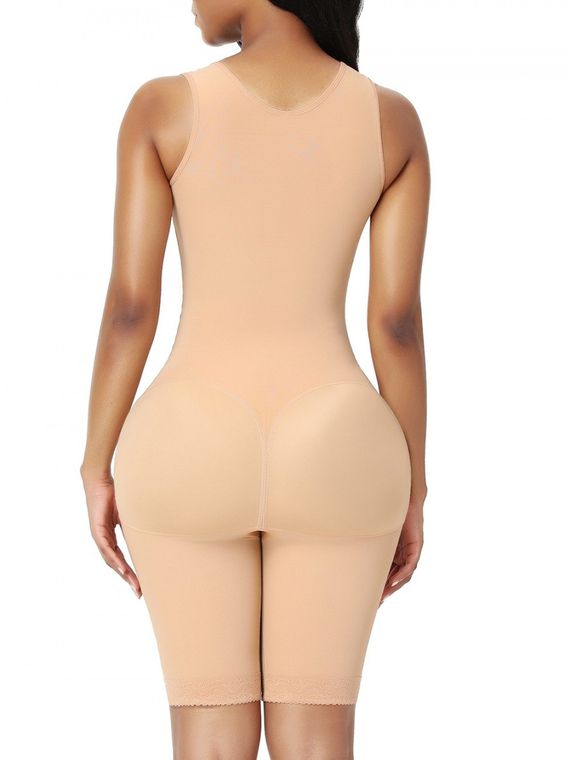 Dark Skin Full Body Shapewear Inner Hooks Zipper Slimming Belly